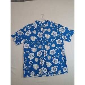 Palmwave Shirt Mens 2XL‎ Short Sleeve Button Up Blue Hawaiian Cotton Hawaii Made